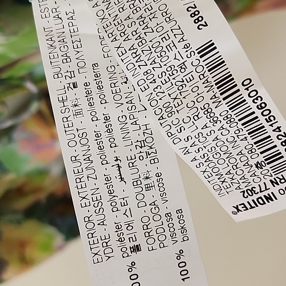 Zara Green Floral Print  V-Neck Puff Sleeve Romantic Dress  Size XS - Picture 16 of 16